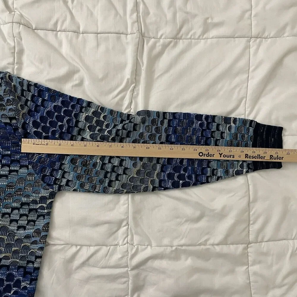 Montechiaro Sweater Mens XL Blue Geometric Print Pullover Crewneck Italy Vintage